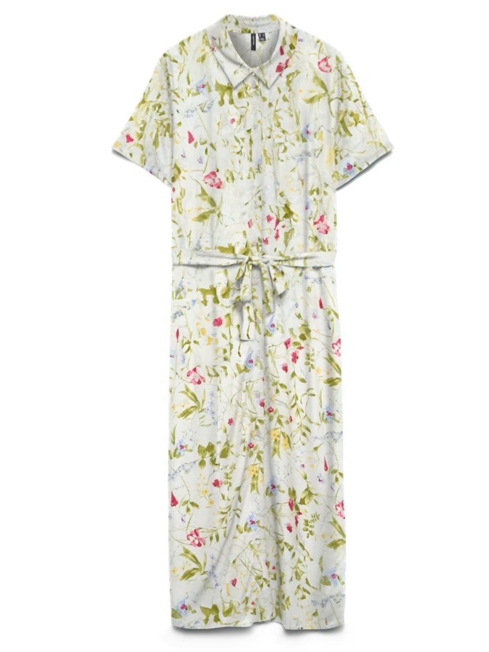 Vero Moda Vmeasy Joy S/S Long Shirt Snow White/Phoebe Color Dress SZ.M